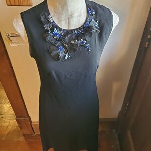 3.1 Phillip Lim black dress blue flowe&sequins neck dress sz 6